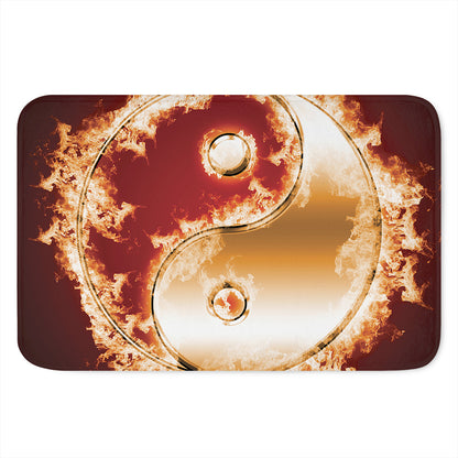 Flaming Yin Yang Print Indoor Door Mat