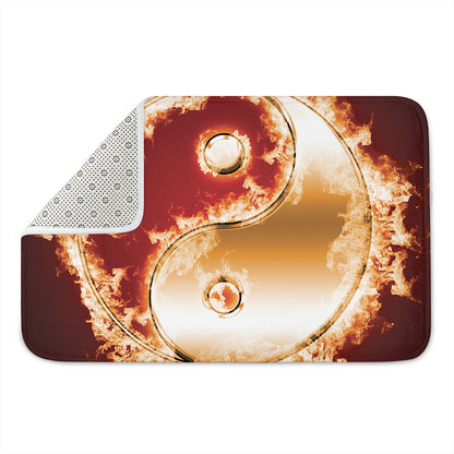 Flaming Yin Yang Print Indoor Door Mat