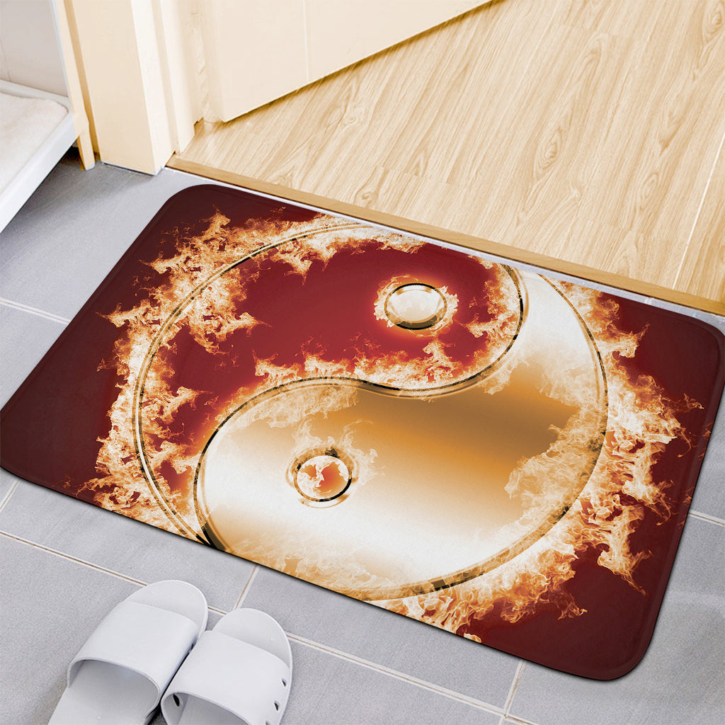 Flaming Yin Yang Print Indoor Door Mat
