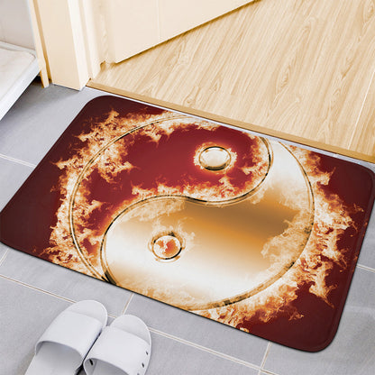 Flaming Yin Yang Print Indoor Door Mat