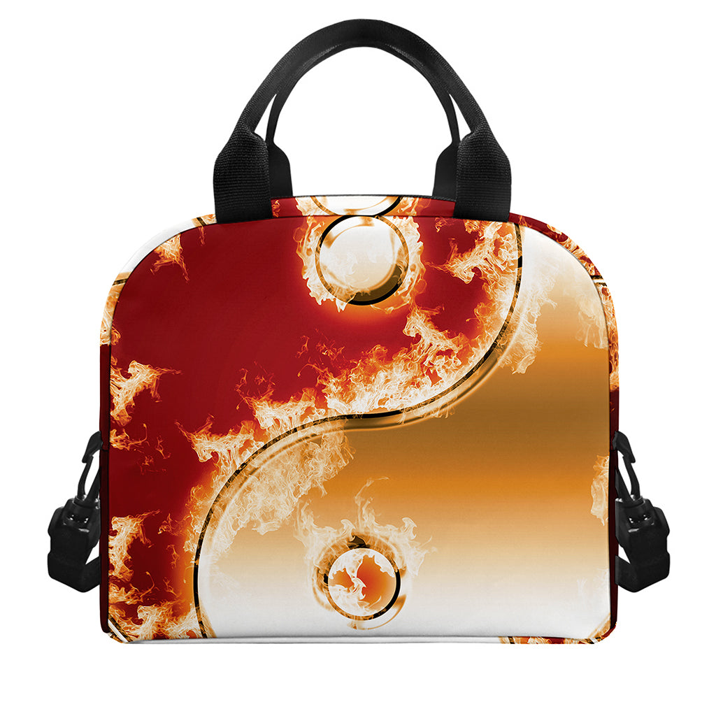 Flaming Yin Yang Print Insulated Lunch Bag