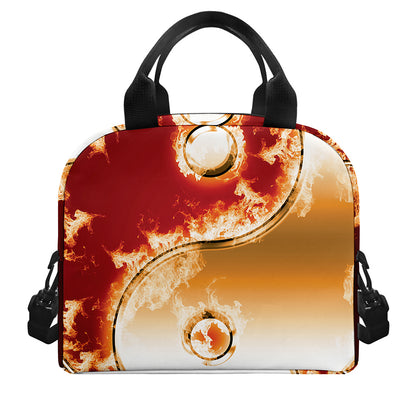 Flaming Yin Yang Print Insulated Lunch Bag