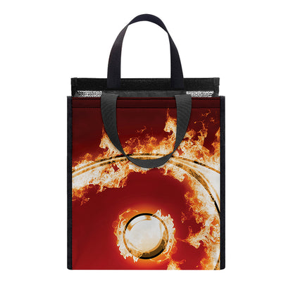 Flaming Yin Yang Print Insulated Lunch Tote