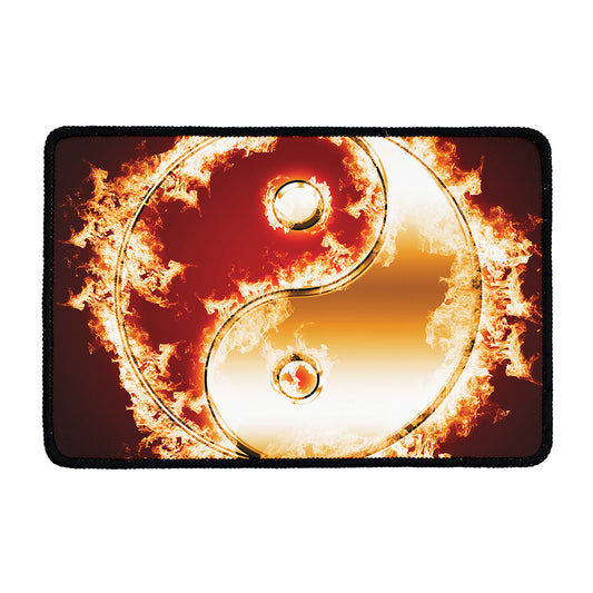 Flaming Yin Yang Print Kitchen Mat