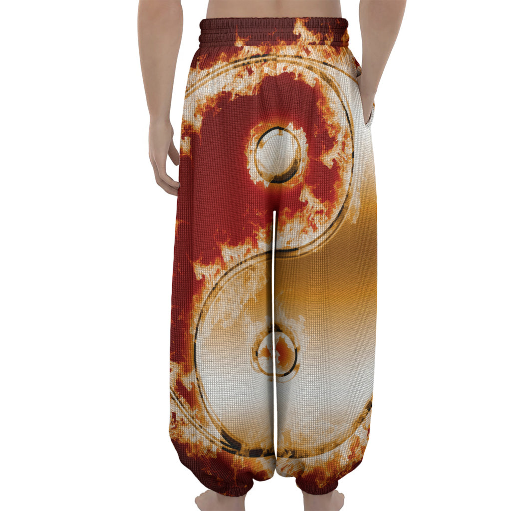 Flaming Yin Yang Print Lantern Pants