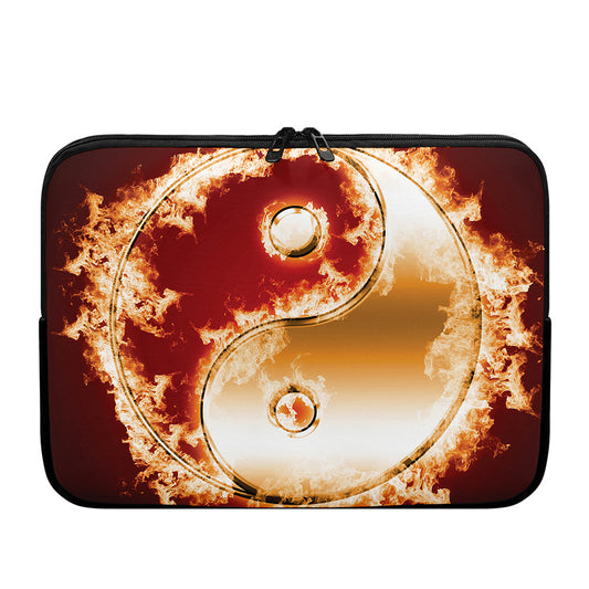 Flaming Yin Yang Print Laptop Sleeve