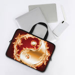 Flaming Yin Yang Print Laptop Sleeve With Handle