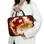 Flaming Yin Yang Print Laptop Sleeve With Handle