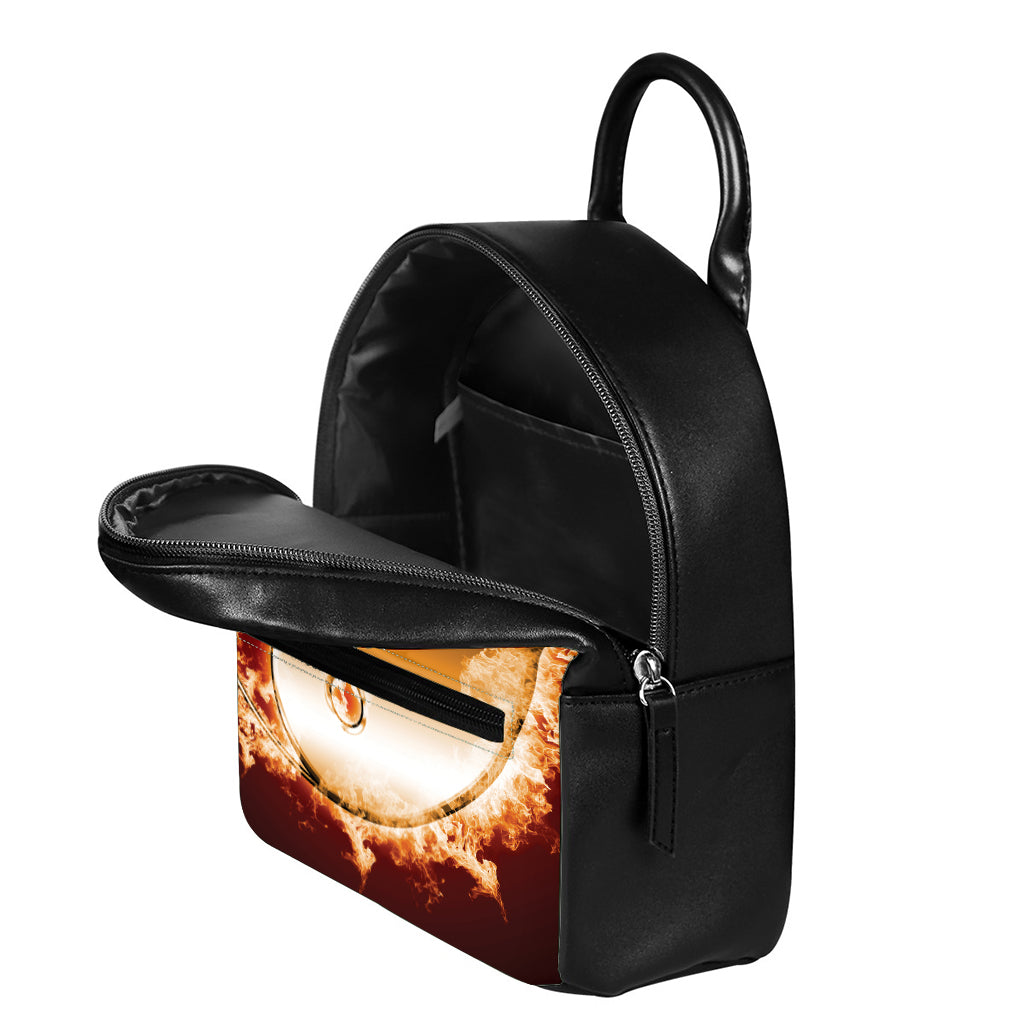 Flaming Yin Yang Print Leather Backpack
