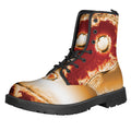 Flaming Yin Yang Print Lace-Up Boots