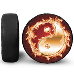 Flaming Yin Yang Print Leather Spare Tire Cover