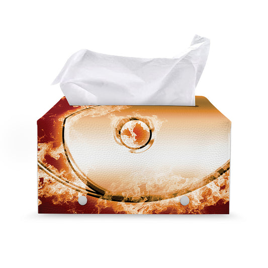 Flaming Yin Yang Print Leather Tissue Box Cover
