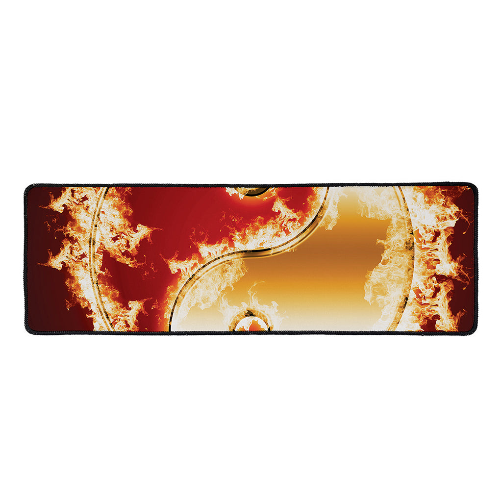Flaming Yin Yang Print Long Kitchen Mat