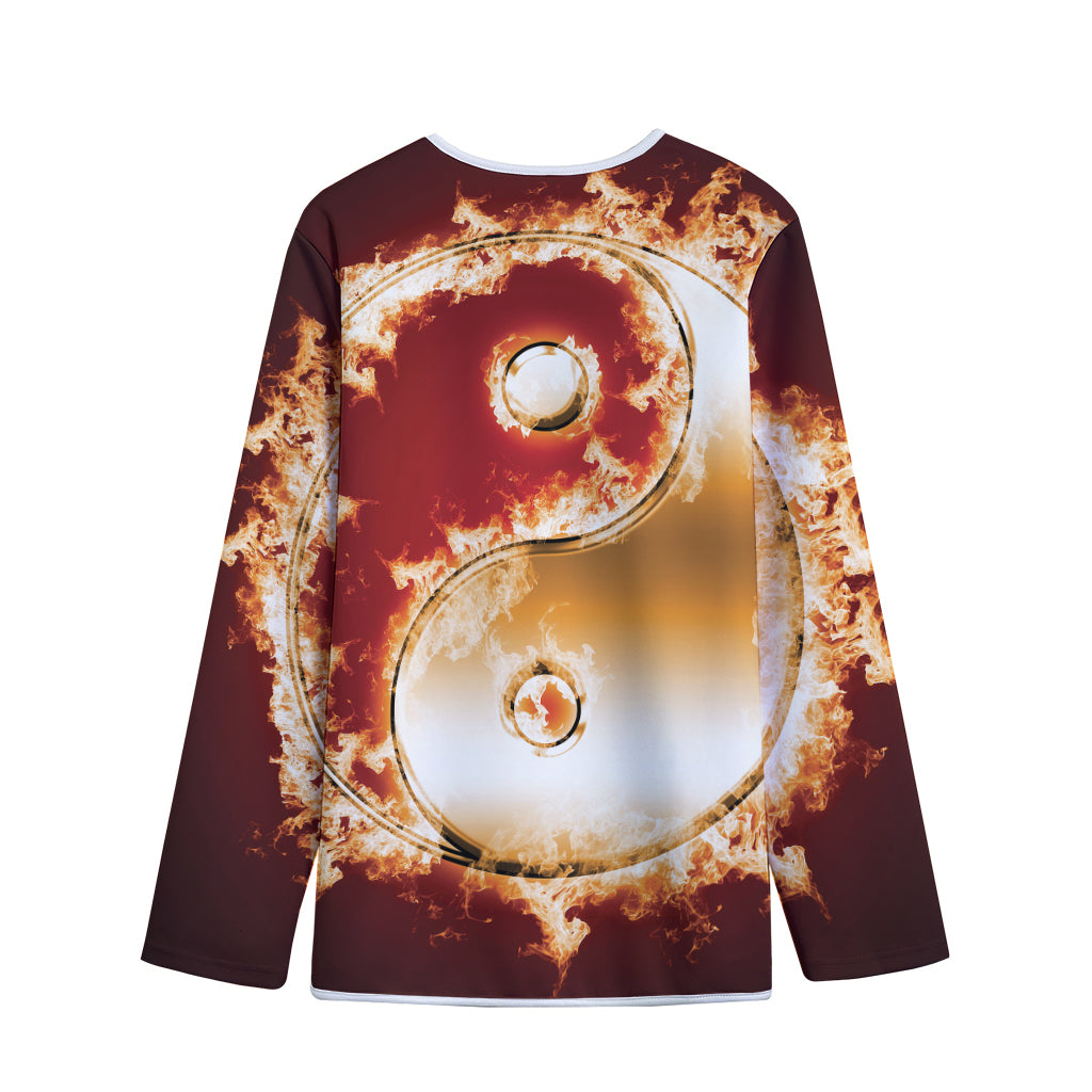 Flaming Yin Yang Print Long Sleeve Short Coat