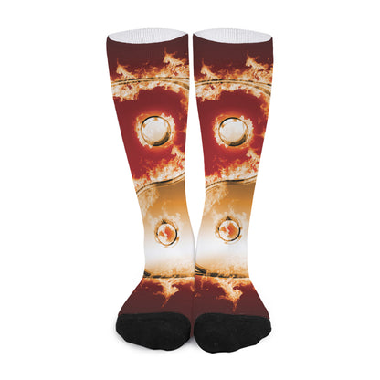 Flaming Yin Yang Print Long Socks