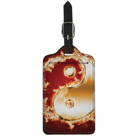 Flaming Yin Yang Print Luggage Tag