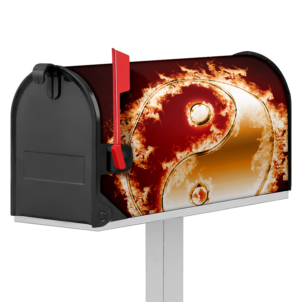 Flaming Yin Yang Print Mailbox Cover