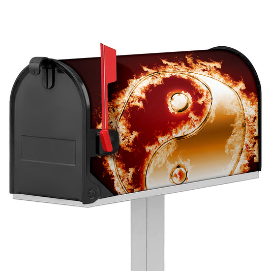 Flaming Yin Yang Print Mailbox Cover