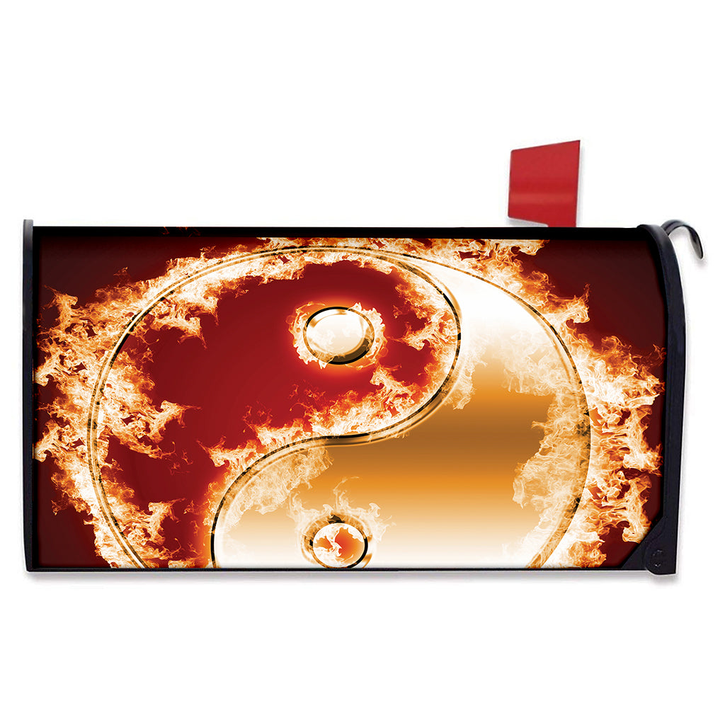 Flaming Yin Yang Print Mailbox Cover