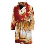 Flaming Yin Yang Print Men's Bathrobe