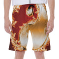 Flaming Yin Yang Print Men's Beach Shorts