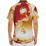 Flaming Yin Yang Print Men's Deep V-Neck Shirt