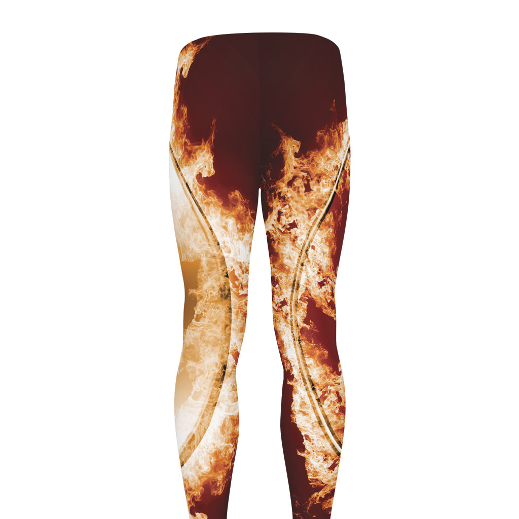 Flaming Yin Yang Print Men's leggings