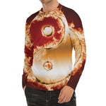 Flaming Yin Yang Print Men's Long Sleeve Rash Guard