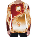 Flaming Yin Yang Print Men's Long Sleeve T-Shirt