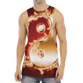 Flaming Yin Yang Print Men's Muscle Tank Top
