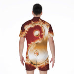 Flaming Yin Yang Print Men's Rompers