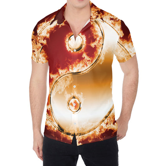 Flaming Yin Yang Print Men's Shirt