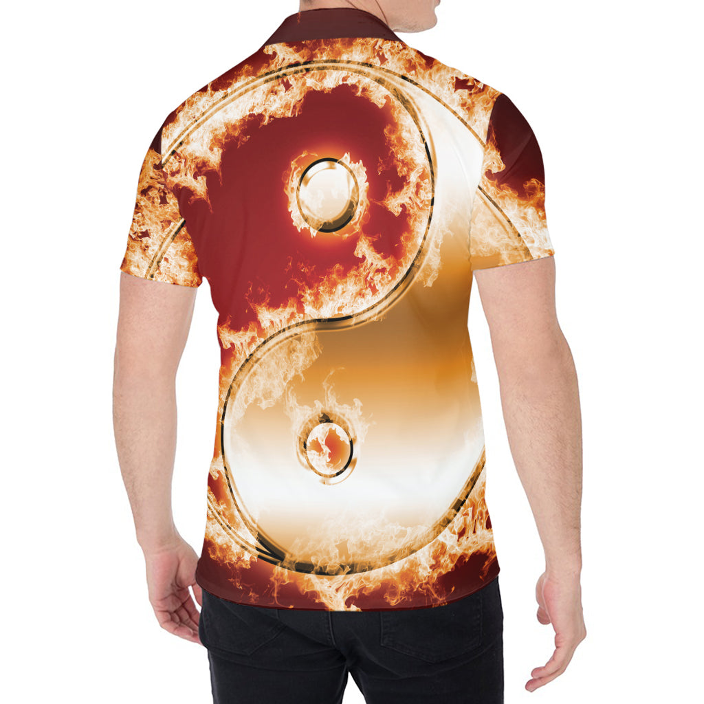 Flaming Yin Yang Print Men's Shirt