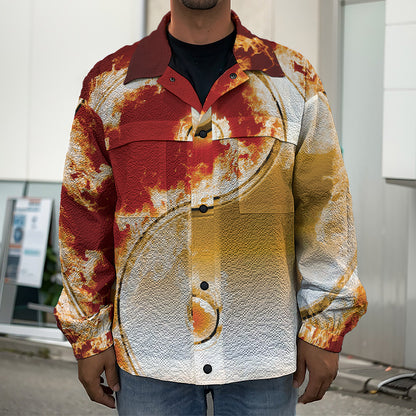 Flaming Yin Yang Print Men's Shirt Jacket