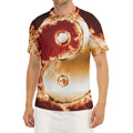 Flaming Yin Yang Print Men's Short Sleeve Rash Guard