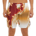 Flaming Yin Yang Print Men's Split Running Shorts