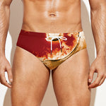 Flaming Yin Yang Print Men's Swim Briefs