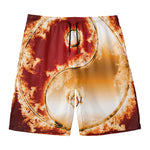 Flaming Yin Yang Print Men's Swim Trunks