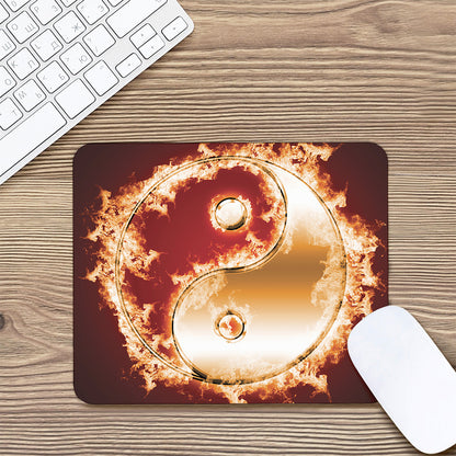 Flaming Yin Yang Print Mouse Pad