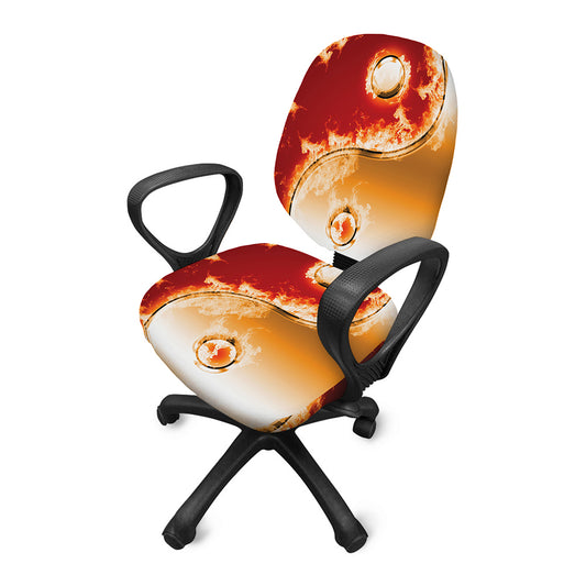 Flaming Yin Yang Print Office Chair Cover