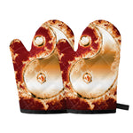 Flaming Yin Yang Print Oven Mitts
