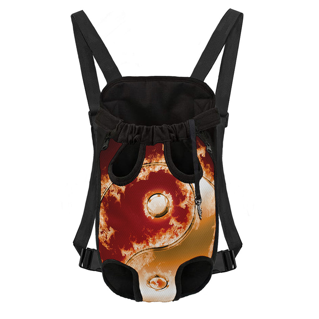 Flaming Yin Yang Print Pet Carrier Backpack