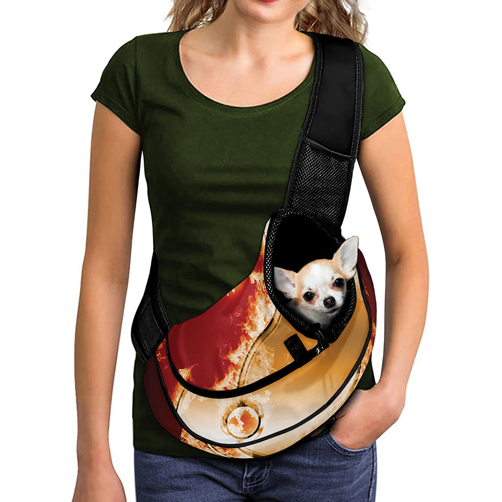 Flaming Yin Yang Print Pet Sling Carrier