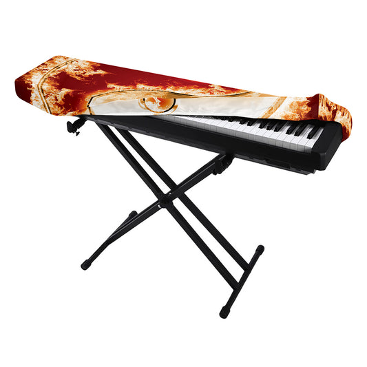 Flaming Yin Yang Print Piano Keyboard Cover