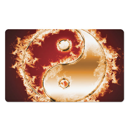 Flaming Yin Yang Print Polyester Doormat