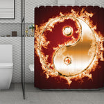 Flaming Yin Yang Print Polyester Shower Curtain