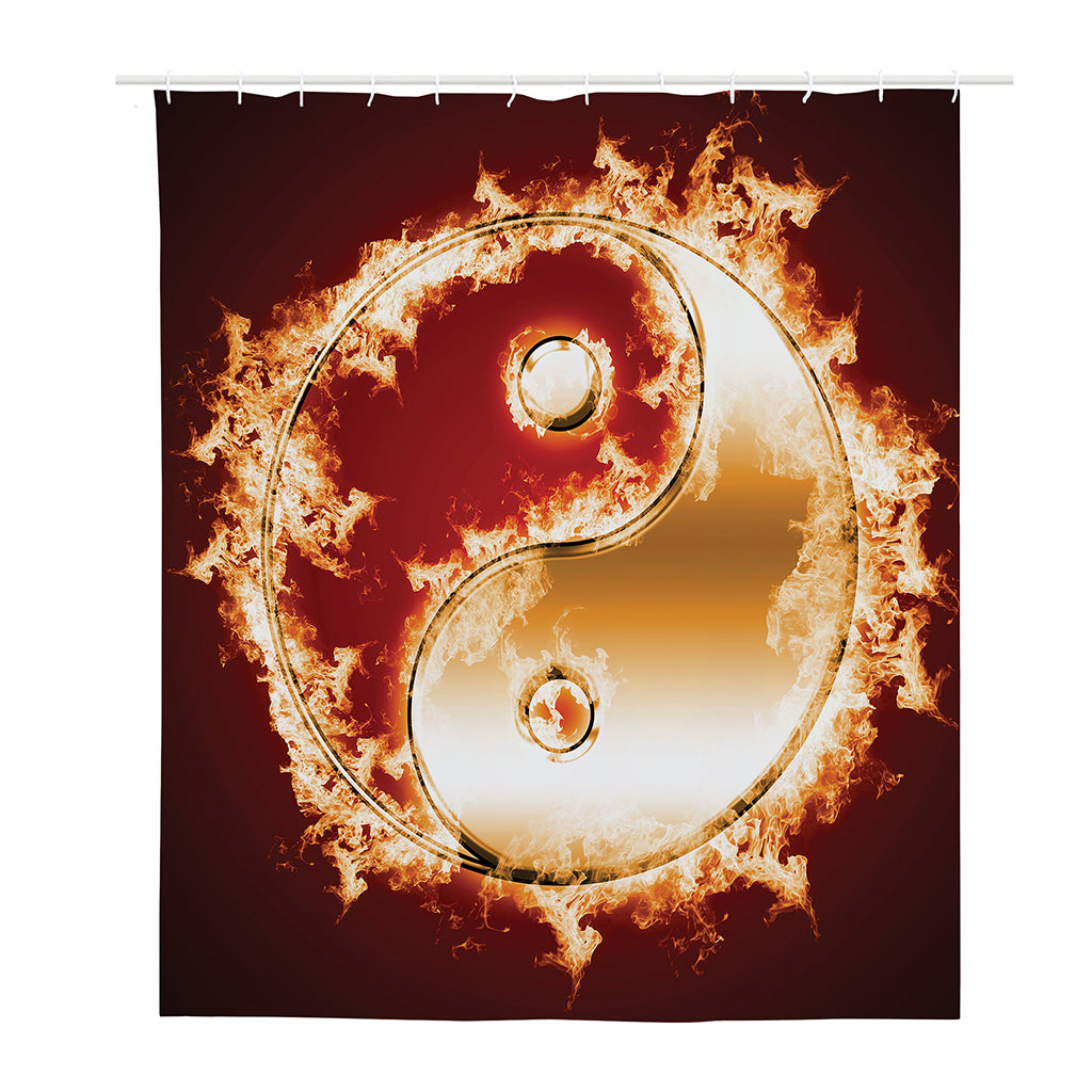 Flaming Yin Yang Print Polyester Shower Curtain