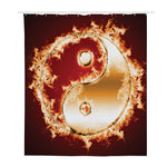 Flaming Yin Yang Print Polyester Shower Curtain