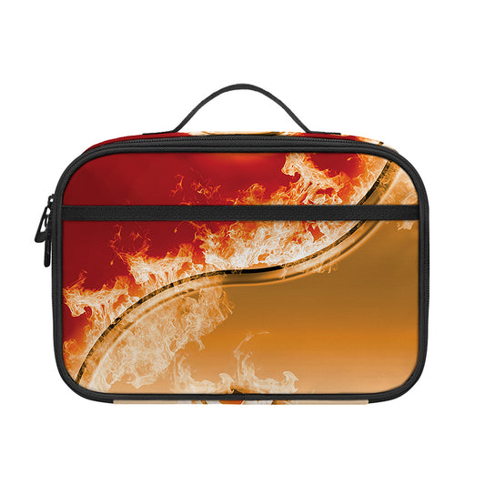 Flaming Yin Yang Print Portable Lunch Bag