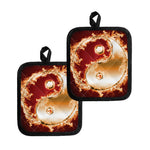 Flaming Yin Yang Print Pot Holders